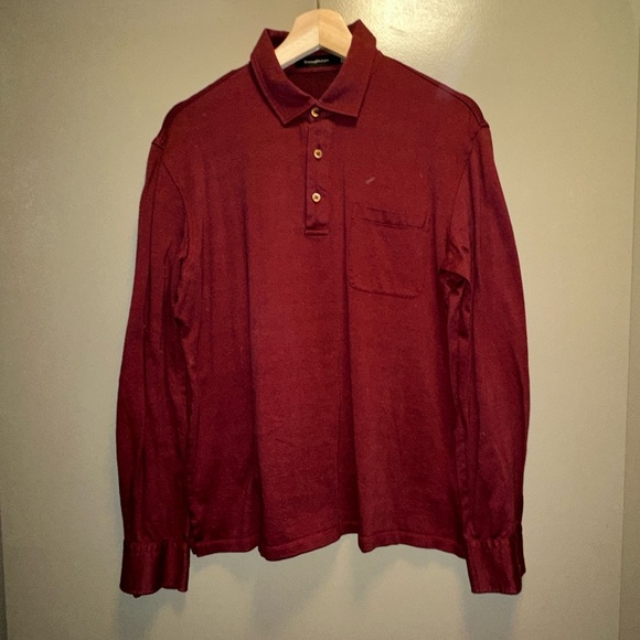 Zegna red cotton long sleeve polo shirt
